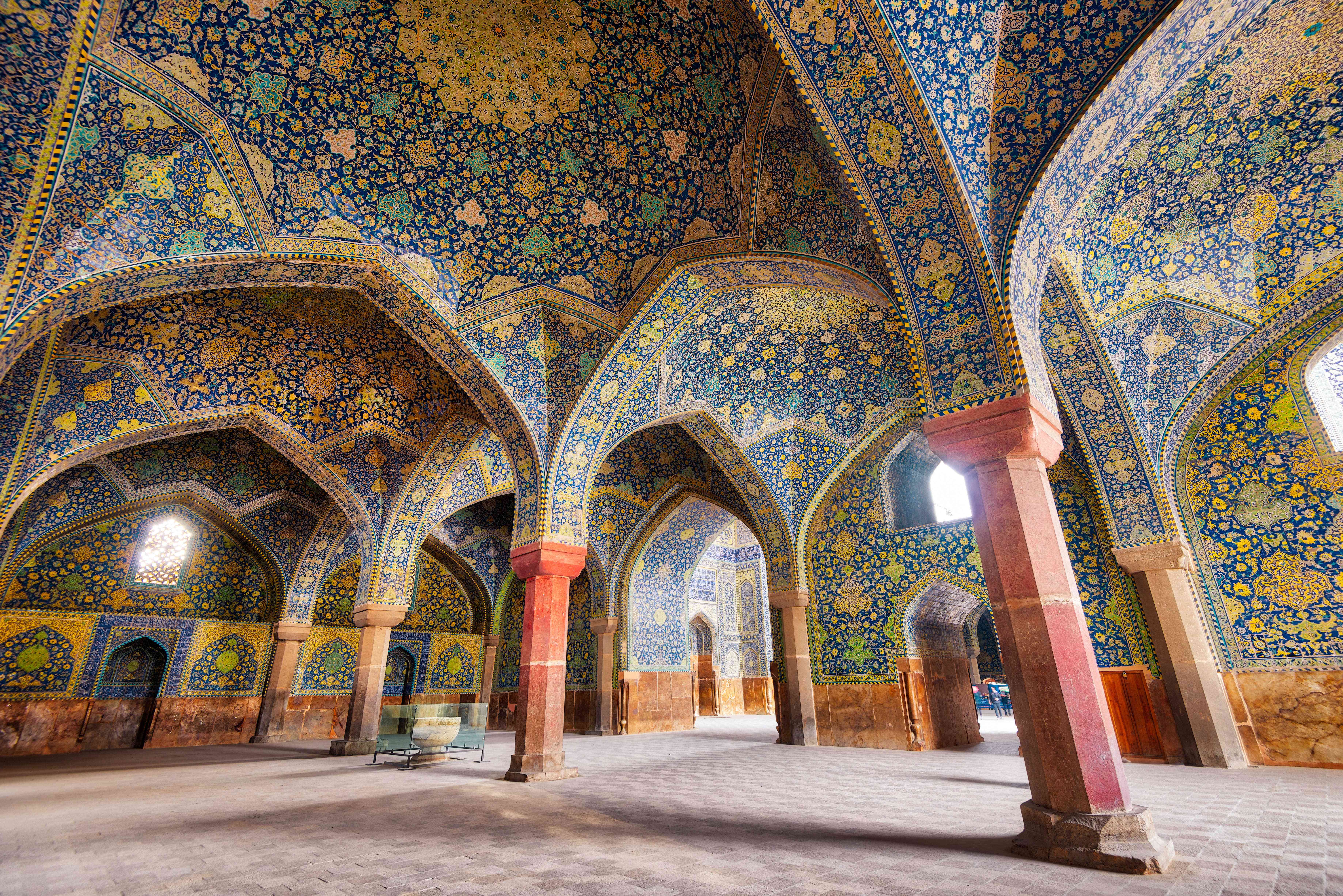 Shah Mosque in Isfahan, Iran: One of the world's most beautiful mosques, it is known for its splendid architecture and seven-colour mosaic tilework