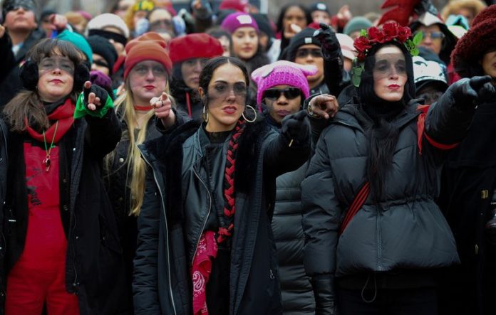 FILE PHOTO: Members of Las Tesis perform the Chilean feminist protest anthem