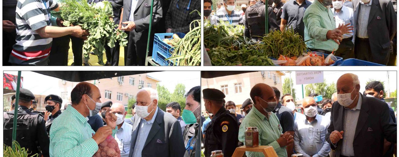 Member Parliament Dr. Farooq Abdullah visits organic vegetable outlet Lalmandi, Srinagar