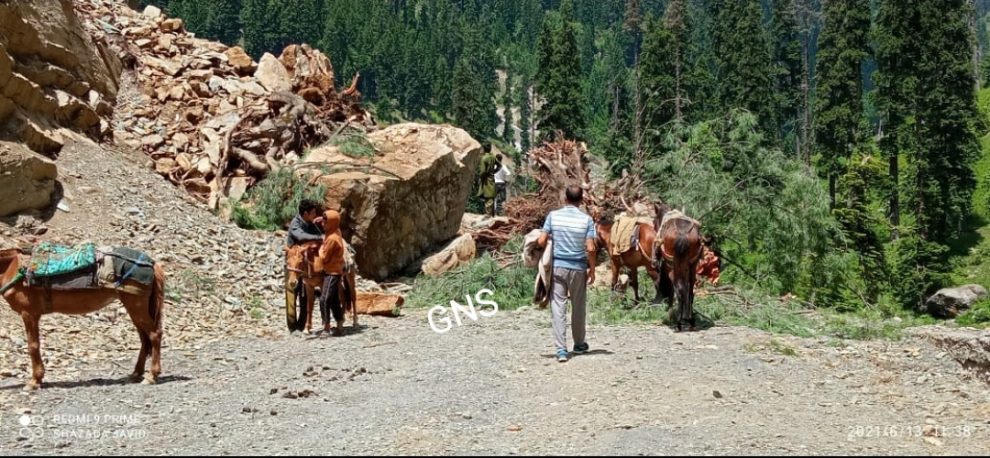 Landslide in Bungus Valley Kupwara: Narrow Escape For Many People On Picnic