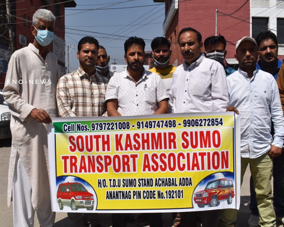 South Kashmir Sumo Transport Association demand release of pending payments for hiring of their vehicles during DDC, BDC Elections 