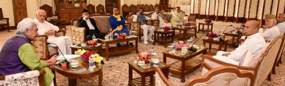 LG Manoj Sinha’s ‘High Tea’ with politicians seeks support for peaceful Amarnath Yatra