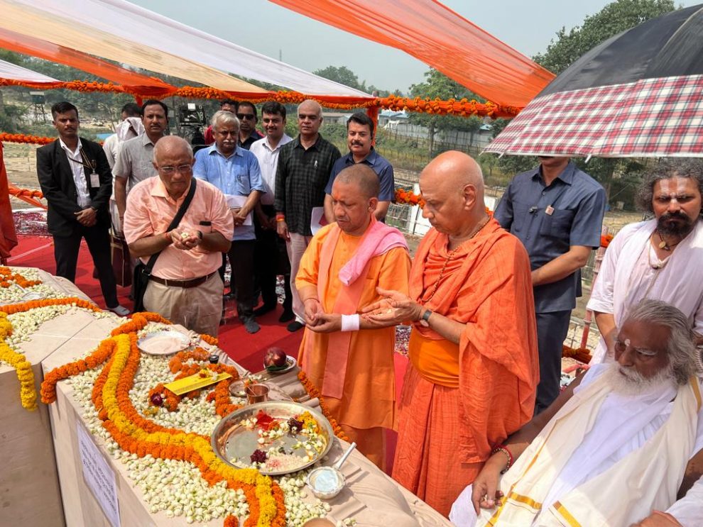 Ayodhya: CM Yogi lays foundation stone of Ram Mandir’s ‘Garbha Griha’