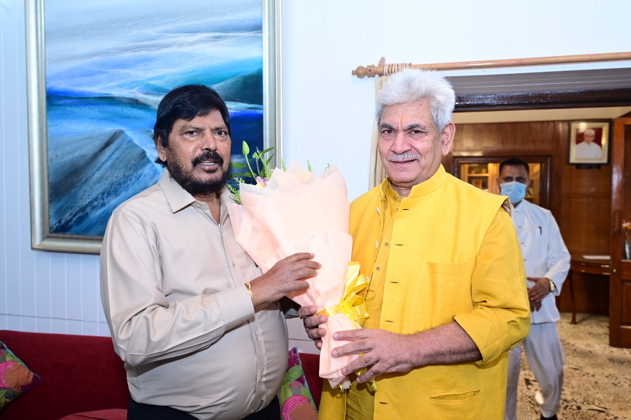 Union MoS, MP Dr. Ramdas Athawale meet LG Sinha