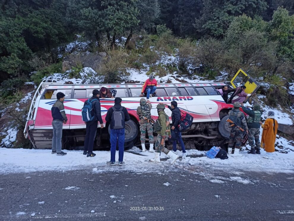 Bus flips on its side on Rajouri-Poonch Highway; 25 passengers escape unhurt