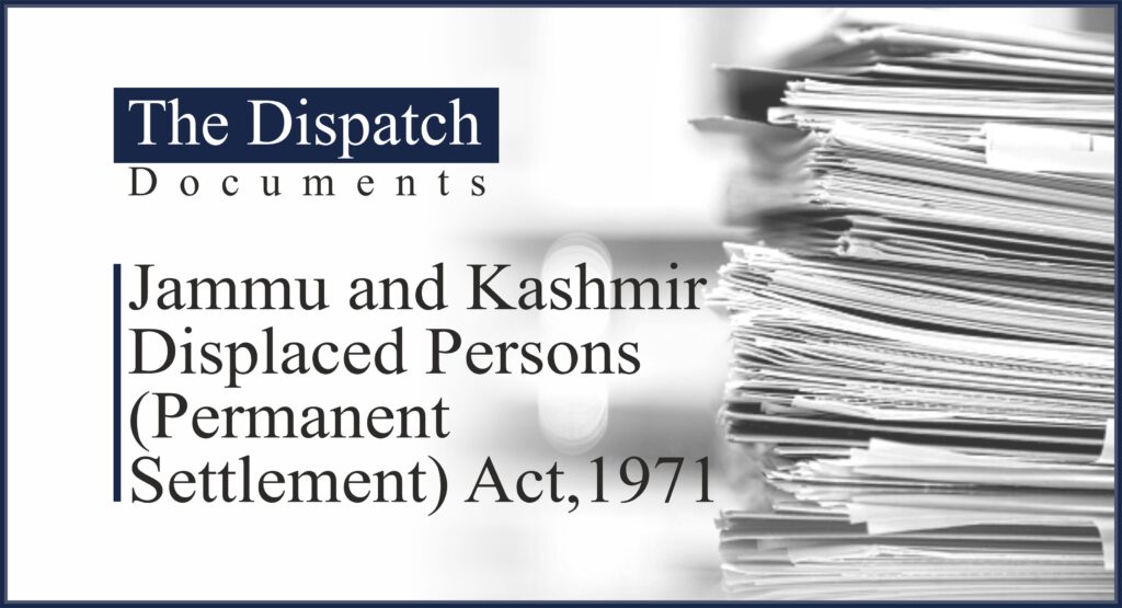 Document The Jammu and Kashmir Displaced Persons (Permanent Settlement
