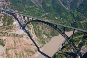 Track laying work begins on world's highest railway bridge in Reasi