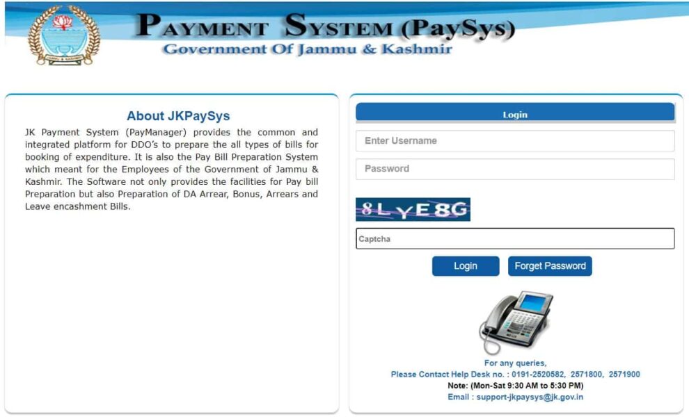 JKPaySys to remain operational on 31st March for generation, submission of bills to treasuries
