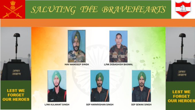 Army releases name of 5 soldiers killed in Poonch militant attack