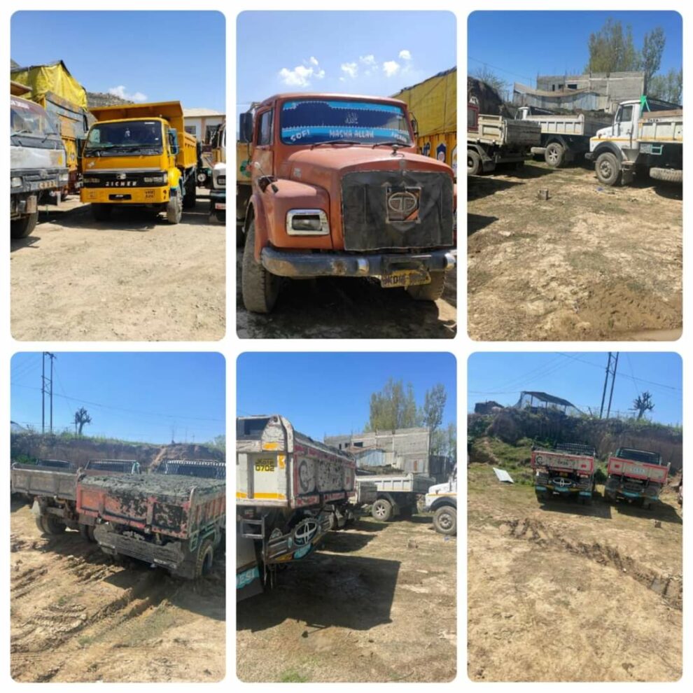 16 people arrested as many vehicles seized for illegally extracting, transporting minerals in Awantipora