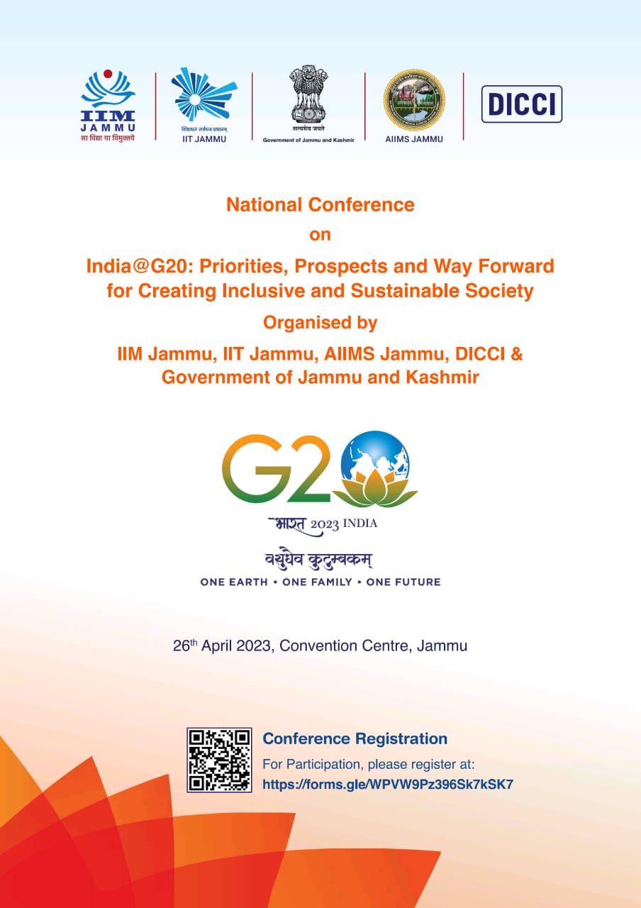 National Conference on India's G20 Goals to be held on April 26 at Convention Centre Jammu