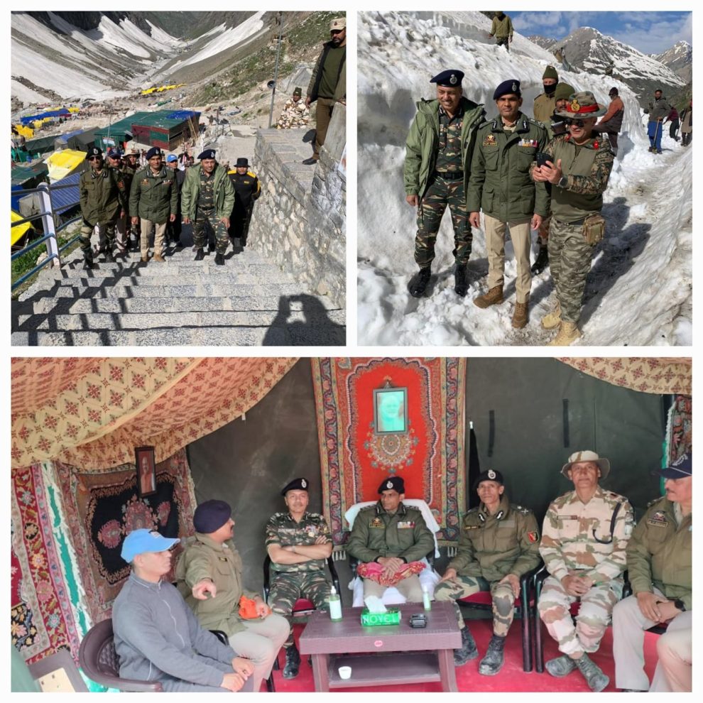 ADGP Kashmir along with security oficers review security arrangements at Amarnath cave